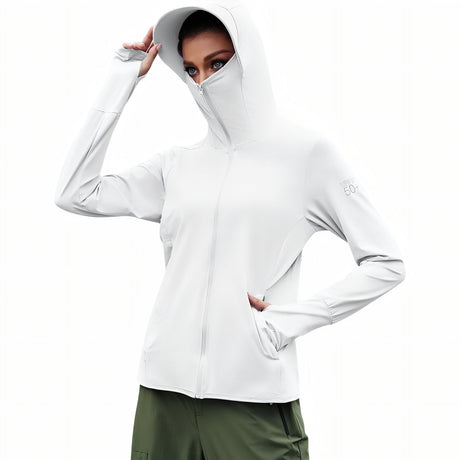 Veste Capuche Légère Randonnée Femme SPF 50+