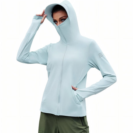 Veste Capuche Légère Randonnée Femme SPF 50+